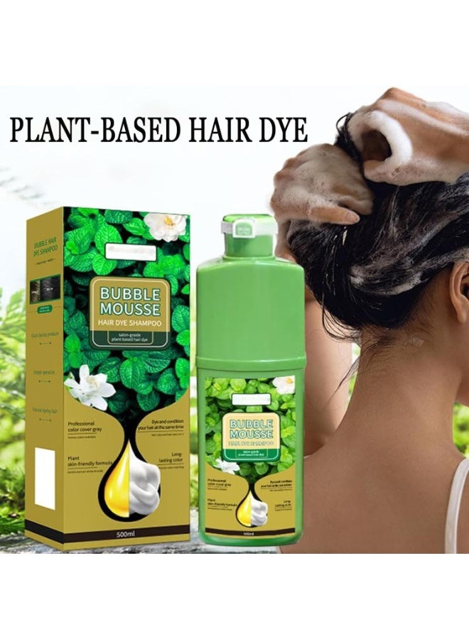 Bright Face Bubble Mousse Hair Dye Brown Shampoo Plant-based Formula 500ml - Image 2